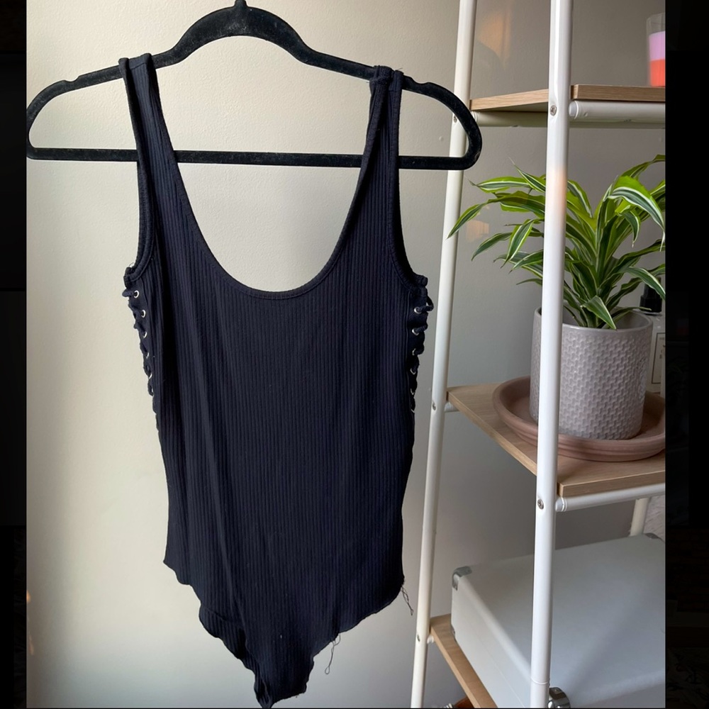 Black lace up LF bodysuit